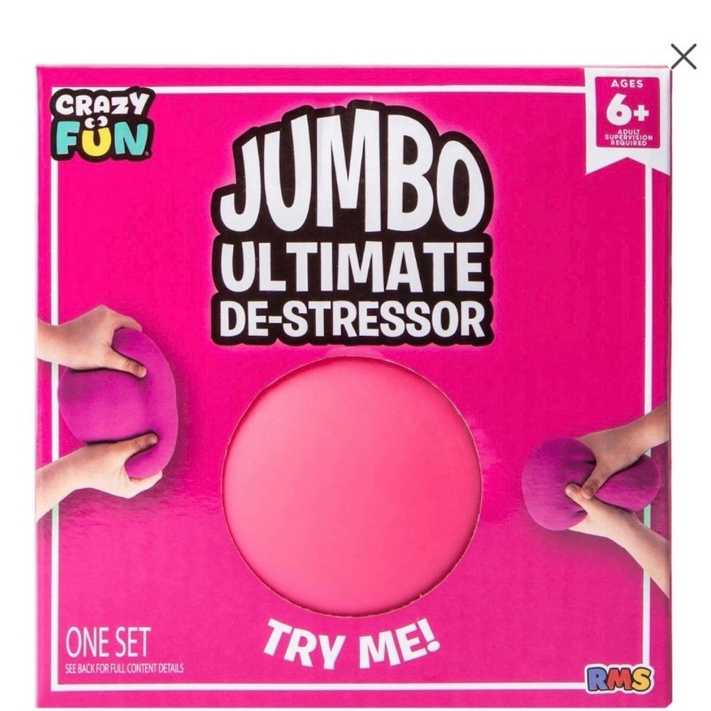 **CRAZY FUN Brand**Jumbo De-Stressor Plush Toy - Pink